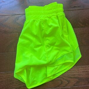 Neon yellow lulu-lemon shorts size 6